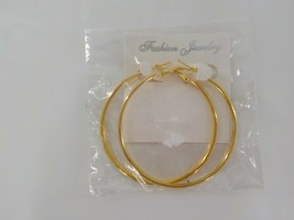 2 Inch Lever Back Hoop Earrings Gold Colored Fashion Jewelry Statement Women Nip - $4.99