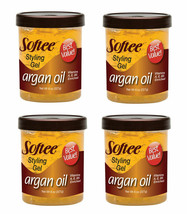 4X Softee Argan Oil Styling Gel Vitamins A, E, B5 Enrich Repair Protect Hair 8oz - £23.18 GBP