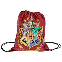 Harry Potter Hogwarts Crest Drawstring Tote Bag Red - £14.37 GBP
