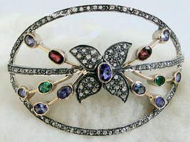 Victorian 2.72ct Rose Cut Diamond Multi stone Wedding Brooch Christmas Holidays - £574.20 GBP