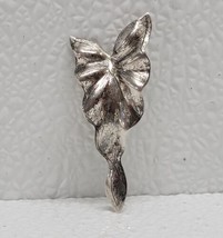 Vintage 2” Leaf Danecraft Sterling Silver Brooch Pin Ribbon Bow - £40.44 GBP