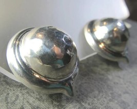 Vintage 925 Sterling Silver Modernist Dome Button Clip On Earrings 21.3 Grams - £46.61 GBP