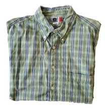 Arizona Jean Co Shirt Men L Large Button Up Long Sleeve Striped Green - $22.05