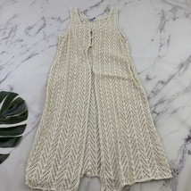 Aqua Blue Womens Vintage 90s Crochet Knit Cover Up Dress Size L Cream Sh... - $24.74