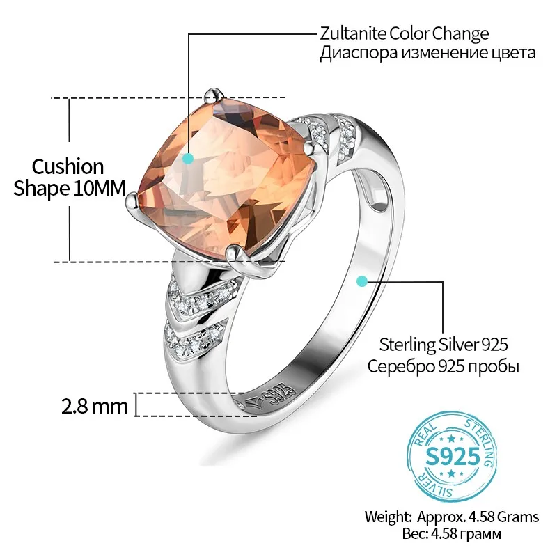 Color Change Turkish Sterling Silver Women&#39;s Ring S925 Fine Jewelry Women&#39;s Gift - £45.92 GBP