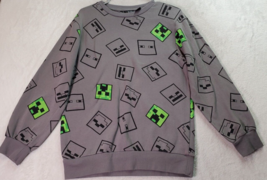 Jinx Sweatshirt Youth XL Gray Minecraft Knit Cotton Long Raglan Sleeve C... - £14.01 GBP