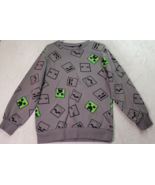 Jinx Sweatshirt Youth XL Gray Minecraft Knit Cotton Long Raglan Sleeve C... - £14.07 GBP