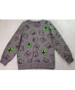 Jinx Sweatshirt Youth XL Gray Minecraft Knit Cotton Long Raglan Sleeve C... - $17.94