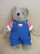 NOS Boyds Bears Huck 919811 Plush Bear Puerto Rico Flag Denim Overalls  ... - £21.15 GBP