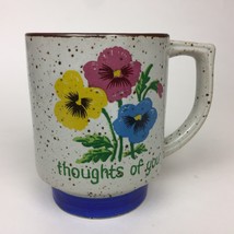 Vintage Otagiri Style Japan Floral Speckled Stoneware Coffee Mug 3.75” T... - $11.88