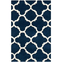 SAFAVIEH Chatham Collection 2&#39;3&quot; x 5&#39; Dark Blue/Ivory CHT717C Handmade Quatrefoi - £71.96 GBP