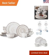 Elegant Distressed White 16-Piece Dinnerware Set - Service for 4, Microw... - $70.49