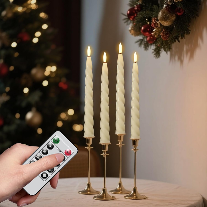 Eldnacele Flameless Flickering Taper Candles with Remote and Timer, Battery Oper Item image 5