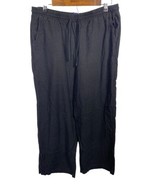 Gap Linen Blend Pants Size L Black Loose Wide Leg Lagenlook Beachy Coastal - $45.54 CAD