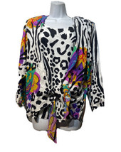 A.C. Sport Vintage Colorful Animal Print Floral blouse Women’s Size 8 - £19.71 GBP