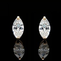 1ct Simulated Marquise Solitaire Diamond Earrings Studs 14K Yellow Gold Plated - £31.00 GBP