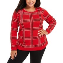 Charter Club Womens Plus 2X Ravishing Red Metallic Plaid Sweater NWT AP56 - $34.29