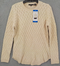 J EAN Ne Pierre Sweater Women Sz L Crewneck Light Beige Heather Rounded Bottom Nwt - £7.47 GBP