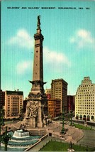 Soldiers and Sailors Monument Indianapolis Indiana IN UNP Linen Postcard C1 - £2.30 GBP