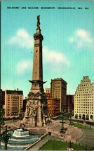 Soldiers and Sailors Monument Indianapolis Indiana IN UNP Linen Postcard C1 - £2.21 GBP