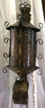Spanish Revival style Iron Wall Sconce with Crackle Glass Cylinder - $173.24