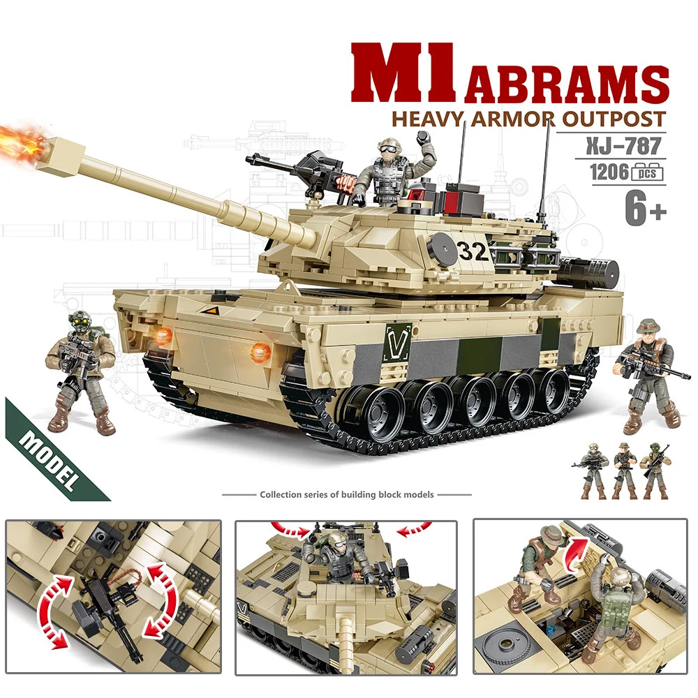 World War 2 United States M1 Abrams Tank Batisbrick Mega Building Block Army - £62.44 GBP
