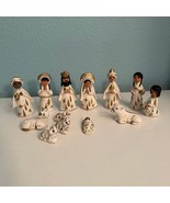 Nativity Set White Ceramic Gold Accents Gold Stars Mexican Nativity Chri... - $822.23 MXN