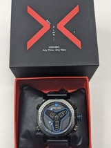 KONXIDO Mens Black and Blue Leather Band Analog Quartz Watch KX6341 - $24.18