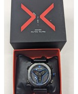 KONXIDO Mens Black and Blue Leather Band Analog Quartz Watch KX6341 - £19.01 GBP