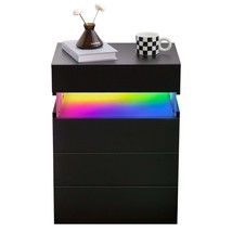 LED Nightstand w/ 4 Drawers - Black - $172.99