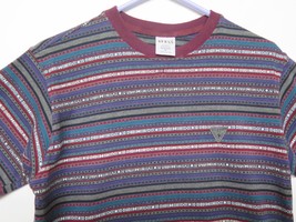 Vtg 80s 90s Guess Patch Striped T Shirt Marciano Size S M Made In USA Rare - £51.94 GBP