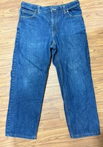 LANDS&#39; END Traditional Fit Blue Jeans Pants Flannel Lined Mens 34x27 - $10.00