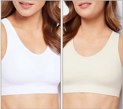 AnyBody Set of 2 Rib Knit Seamless Bras (White Pearl, Medium) A393149 - $14.71