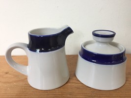 Set Vtg Noritake Fjord Running Free Blue Japanese Stoneware Creamer Sugar Japan - £39.04 GBP