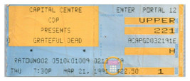 Grateful Dead Concierto Ticket Stub Marzo 21 1991 Washington Dc Landrover Md - $49.49