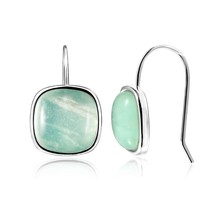 Dormith modern stylish 10 10 natural amazonite gemstone drop earrings for women jewelry thumb200