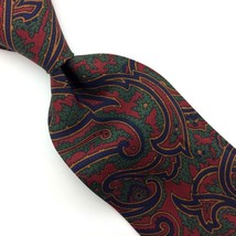 Smithsonian Institution Tie Red Green Nany Silk Floral Brocade I21-68 Vtg/Rare - £13.22 GBP