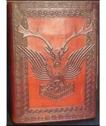 240 page Dual Cover Stag/ Thor Hammer leather blank book w/ latch - £47.84 GBP