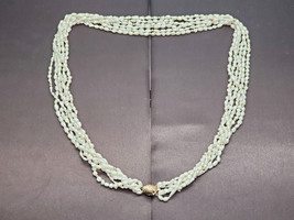 Estate Lustrous 6-Strand Rice &amp; Baroque Pearl Necklace 14k Gold Clasp 28&quot; - £386.91 GBP