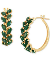 2 Ct Marquise Cut Green Emerald Lab-Created Hoop Earrings 14K Yellow Gold Plated - £96.40 GBP