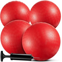 Bedwina Playground Balls Bulk - 9 Inch (Pack of 4) Red Rubber Bouncy Inflatable  - £23.97 GBP