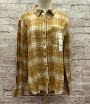 Universal Thread Womens L Button Up Oversized Flannel Plaid Shirt Golden... - $27.00