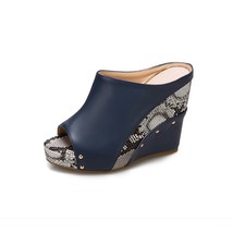 Wedge Slippers Snake Print Women Shoes Summer Peep Toe Sandals Fashion Platform  - £43.00 GBP