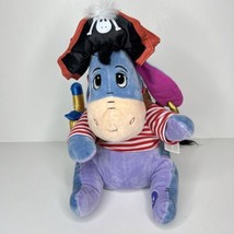 Eeyore Pirate Plush Hat &amp; Dagger Disney Store Purple Stuffed Animal Donk... - £17.67 GBP
