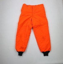 Vintage 70s Mens 38x33 Distressed Quilted Hunting Joggers Pants Blaze Orange USA - £55.35 GBP