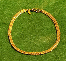 Vintage Monet 8&quot; Long Gold Tone Herringbone Bracelet - $9.85