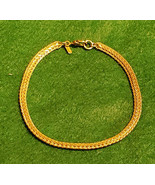 Vintage Monet 8&quot; Long Gold Tone Herringbone Bracelet - £7.75 GBP