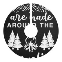 Personalized Christmas Tree Skirt - Black and White Campfire Scene - £47.46 GBP