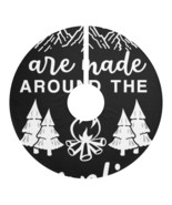 Personalized Christmas Tree Skirt - Black and White Campfire Scene - £47.78 GBP