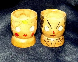 Vintage Wooden Egg Cups Kitsch  Set of 2  - £4.00 GBP